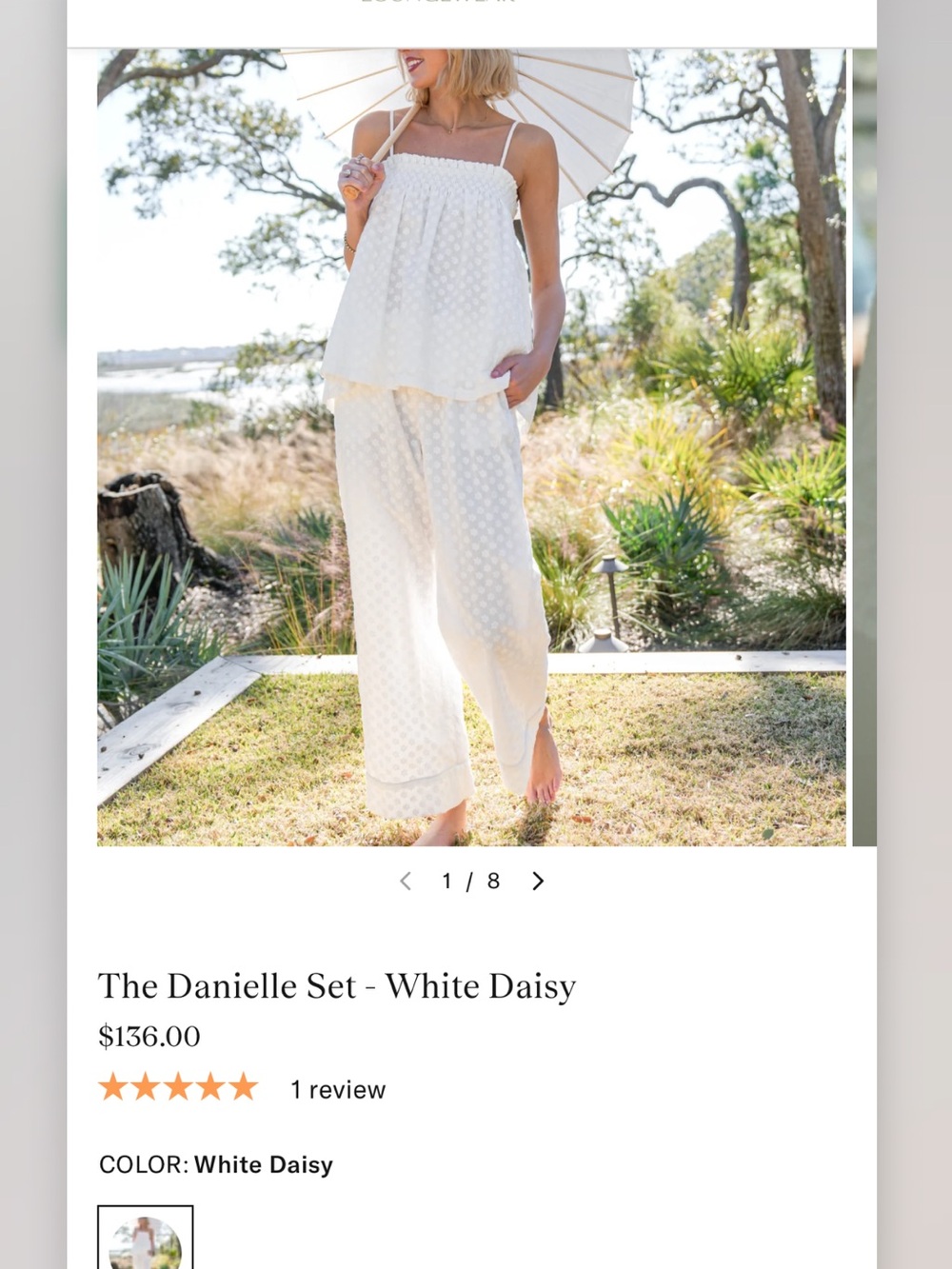 Danielle Set White Daisy- Darling Loungewear